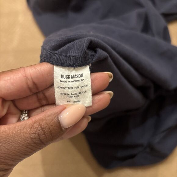 Buck Mason Shirt Mens Medium Blue Classic Fit Short Sleeve Collared Button Down - Picture 8 of 9